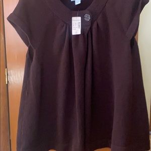 Brown one button short sleeve Shawl Sweater 1x